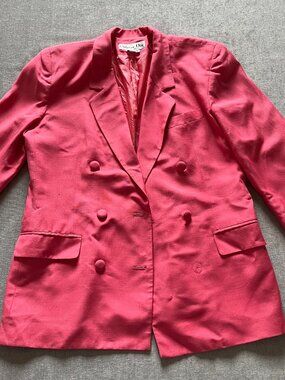 Vintage Christian Dior Blazer Women 12 Pink Rayon Sports Coat Button READ